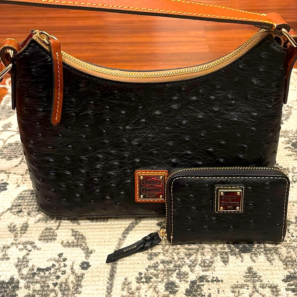 Dooney and Bourke Ostrich Baguette with wallet; Like New